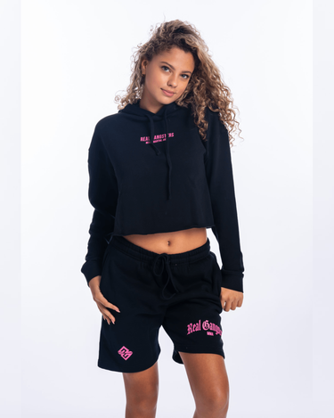 Old English Sweat Shorts - Black/Pink